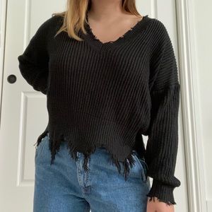 ripped black sweater